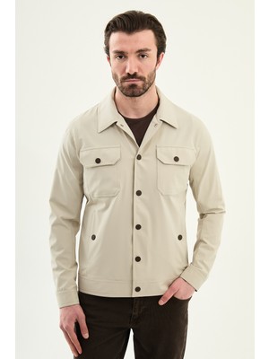 MCR Düz Slim Fit Gömlek Yaka Yandan Cepli Erkek Mont