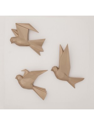 Selim Mouette 3'lü Dekoratif Kuş Vizon