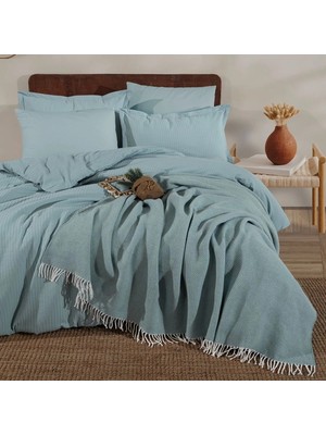 Clasy %100 Pamuk Çift Kişilik Battaniyeli Nevresim Takımı Eveya V4 Mint