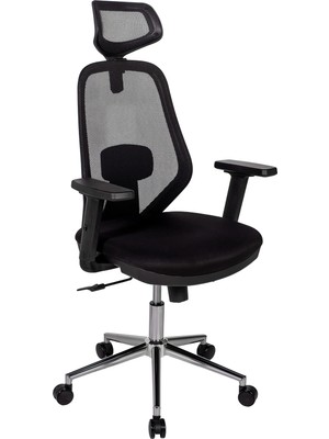 Ofisbazaar Dali Fileli Yönetici Koltuğu | Ergonomik Başlıklı Ofis Koltuğu Siyah Fileli