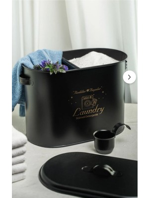 Bölmeli Metal Kapaklı Ölçekli Deterjanlık, Toz Deterjanlık, Banyo Deterjanlık, (Laundry Baskılı)