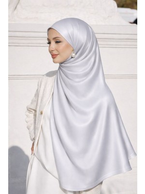 Olcay Saten Dokulu Janjanlı Abiye Şal GÜMÜŞ 102