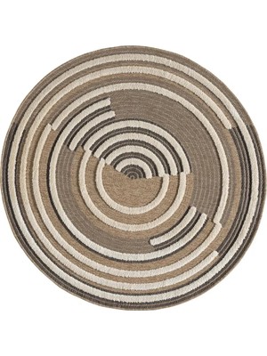 Seyran Halı 674 Siyah Royalty Yuvarlak Jüt Halı – Kabartma Desenli Doğal Üstü Tüylü Halı