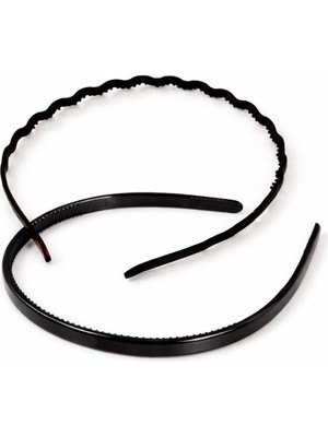 New Obsessions Midi ve Dalgalı Siyah Taç 2 Adet