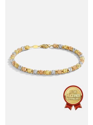 Meks Jewels Mikron Altın Kaplama Dorika Üç Renk Gümüş Bileklik
