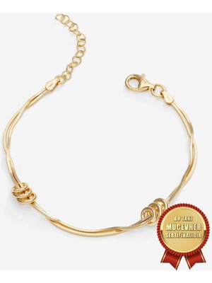 Meks Jewels 925 Ayar Gümüş Mikron Altın Kaplama Italyan Argento Milano Bileklik