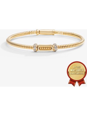 Meks Jewels Mikron Altın Kaplama 925 Ayar Gümüş Italyan Argento Milano Spiral Kepelpçe Bileklik