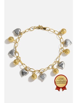 Meks Jewels Mikron Altın Kaplama 925 Ayar Gümüş Şans Bilekliği