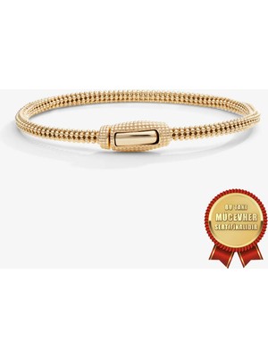 Meks Jewels Mikron Altın Kaplama 925 Ayar Gümüş Toplu Hasır Italyan Argento Milano Bilezik