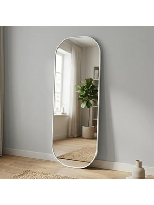 Aypars Atölye Modern Oval Boy Aynası 40X120 cm – Yuvarlak Hatlı Minimalist Beyaz Dekoratif Duvar Aynası 2026 Trend