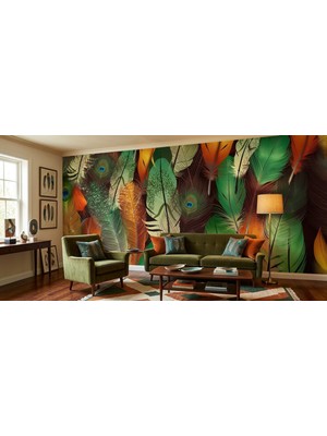 Beyaz ve Altın Sarısı Dalgalı 3D Duvar Kağıdı