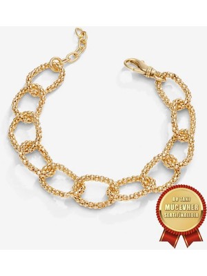 Meks Jewels Mikron Altın Kaplama 925 Ayar Gümüş Italyan Argento Milano Petek Bileklik