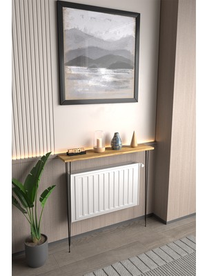 Feyza Design Minimalist Metal Ayaklı Dar Dresuar - 90 cm Kahverengi