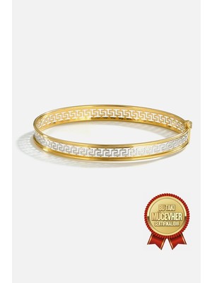 Meks Jewels Mikron Altın Kaplama Gümüş Grek Kelepçe
