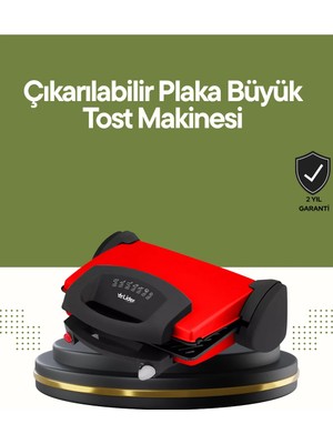 TeknoKapsül Profesyonel 2000W Tost Makinesi – Ayarlanabilir Termostat ve Çıkarılabilir Plaka