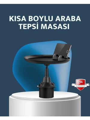 TeknoKapsül Araç Içi 360° Ayarlanabilir Bardaklık Tepsisi Geniş Yüzeyli ve Telefon Standlı