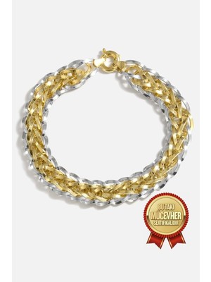 Meks Jewels Mikron Altın Kaplama Gümüş Balık Sırtı Bileklik