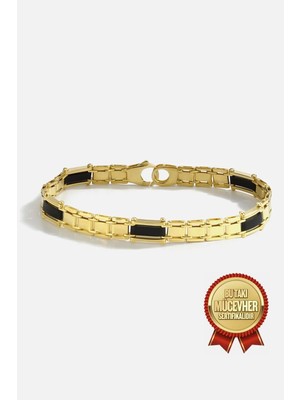 Meks Jewels Mikron Altın Kaplama Klasik Gümüş Erkek Bilekliği
