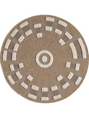 Seyran Halı 677 Kahve Royalty Yuvarlak Jüt Halı – Kabartma Desenli Doğal Üstü Tüylü Halı