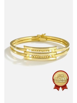 Meks Jewels Mikron Altın Kaplama Gümüş Kaburga Bilezik