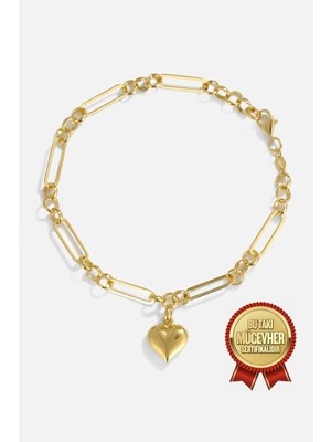 Meks Jewels Mikron Altın Kaplama Gümüş Kalp Bileklik