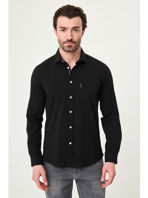 MCR Desenli Slim Fit Cepli Uzun Kollu Erkek Gömlek