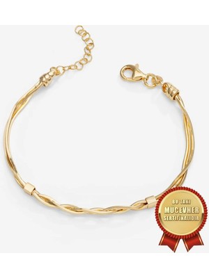Meks Jewels Mikron Altın Kaplama 925 Ayar Gümüş Argento Milano Italyan Zincir Bileklik