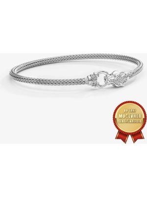 Meks Jewels Mikron Rodyum Kaplama 925 Ayar Gümüş Italyan Argento Milano Kaplan Bileklik
