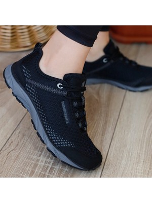 Lumberjack Lastikli Anatomik Spor Ayakkabı Erkek Siyah Antibakteriyel Tekstil Malzeme Düz Taban