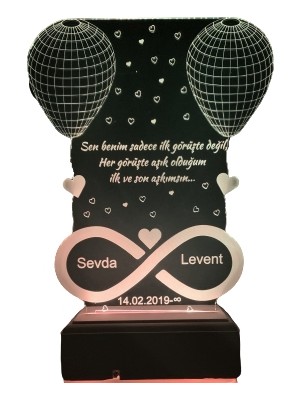 Modiwa Design Renkli 16 Renk LED Gece Lambası Masa Üstü Kullanım İçin Dimmer Özellikli Ahşap Kaide