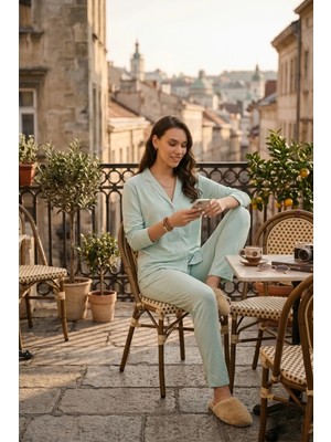 Miespiga Kadın Gömlek Pantolon Pijama Takımı