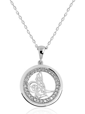 MiraLive 925 Ayar Gümüş Tuğralı Kadın Gümüş Kolye PT2610603 (72)