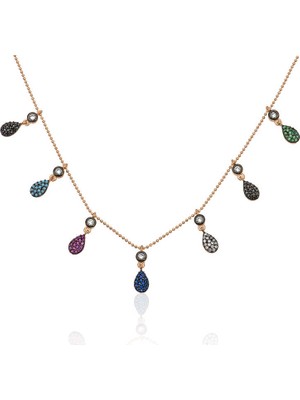 MiraLive 925 Ayar Gümüş Rose Renkli Şans Kolyesi PT2610733 (72)