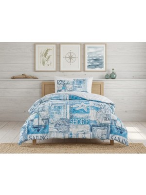 Taç Genç Modası Pamuklu Tek Kişilik Nevresim Takımı Maren Turkuaz