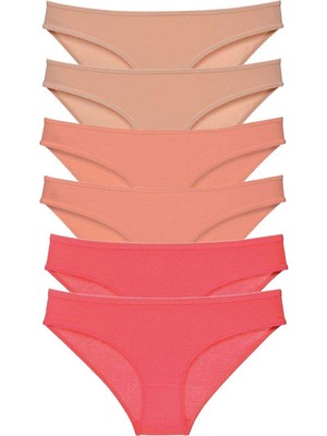 Miray Life 6 Adet Süper Eko Set Likralı Kadın Slip Külot Ten Pudra Fuşya