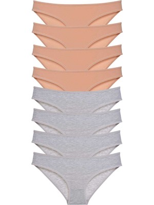 Miray Life 8 Adet Süper Eko Set Likralı Kadın Slip Külot Ten Gri