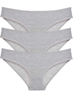 3 Adet Süper Eko Set Likralı Kadın Slip Külot Gri