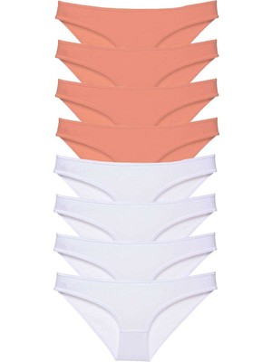 Miray Life 8 Adet Eko Set Likralı Kadın Slip Külot Pudra Beyaz