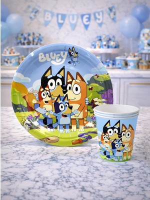 Parti Adresi Bluey Temalı Karton Tabak Bardak Set