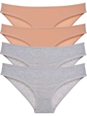 Miray Life 4 Adet Süper Eko Set Likralı Kadın Slip Külot Ten Gri
