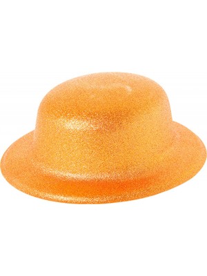 Mey Ithalat® Turuncu Renk Simli Melon Yuvarlak Parti Şapkası 24X26 cm