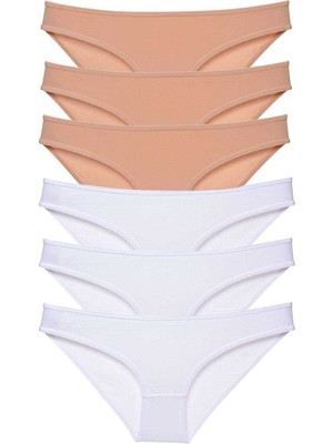 Miray Life 6 Adet Süper Eko Set Likralı Kadın Slip Külot Ten Beyaz