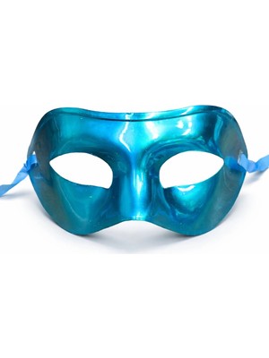 Mey Ithalat® Metalize Parlak Parti Maskesi Turkuaz Mavi Renk 16X7 cm