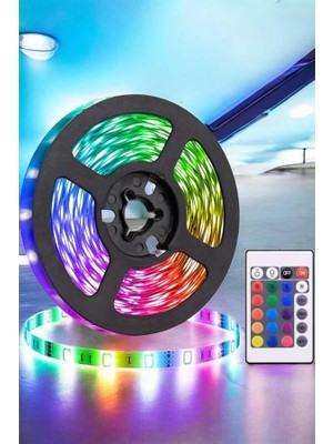 Mey Ithalat® 5 Metre Şerit LED Rgb Işıklı Kumandalı Güç Adaptörü Her Ortama
