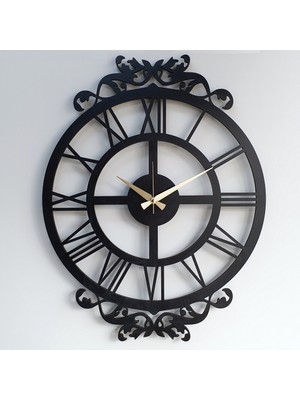 Otantik Dekoratif Duvar Saati Ahşap Roma Rakamlı Sessiz