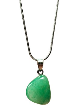 MiraLive Yeşim Taşı Doğal Taşı Zincirli El Yapımı Kolye Uç: 2 cm Zincir: 20 cm Kutulu