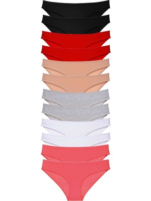 12 Adet Süper Eko Set Likralı Kadın Slip Külot Set 3