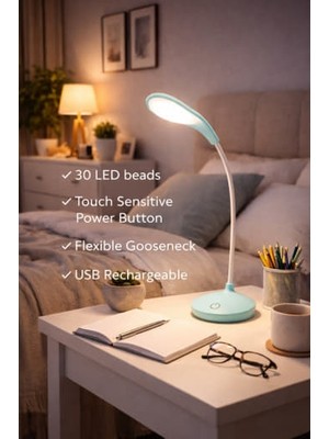 Modern Dokunmatik LED Masa Lambası USB Şarjlı Esnek Boyunlu Gece Lambası