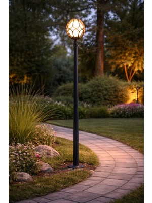 232 cm Papatya Direkli Bahçe Armatürü - Bahçe Lambası