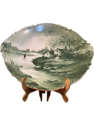 Fransız Limoges Dev Boy Dekor ve Duvar Tabağı Sanatçı Imzalı 34,5 x 31,5 cm Ölçülerinde